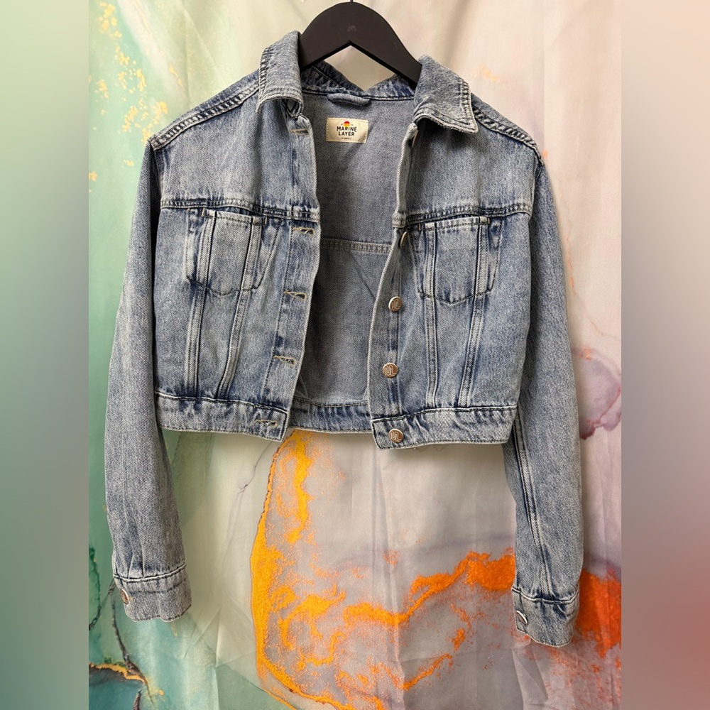 Marine Layer Ash Crop Denim Jacket - Women's Size: XS - Picture 6 of 14